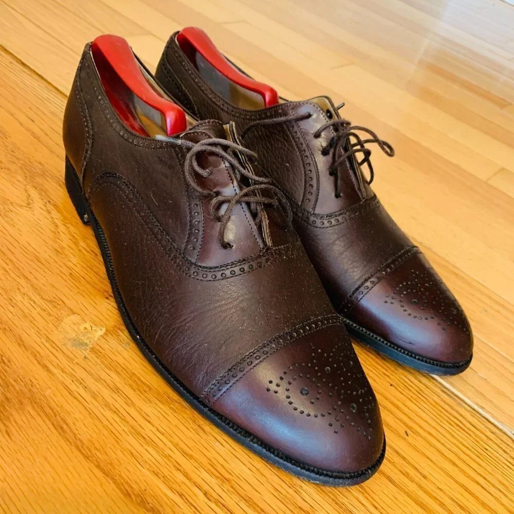 M By Bruno Magli Leather Cap Toe Oxford Men's Shoes Made In Italy